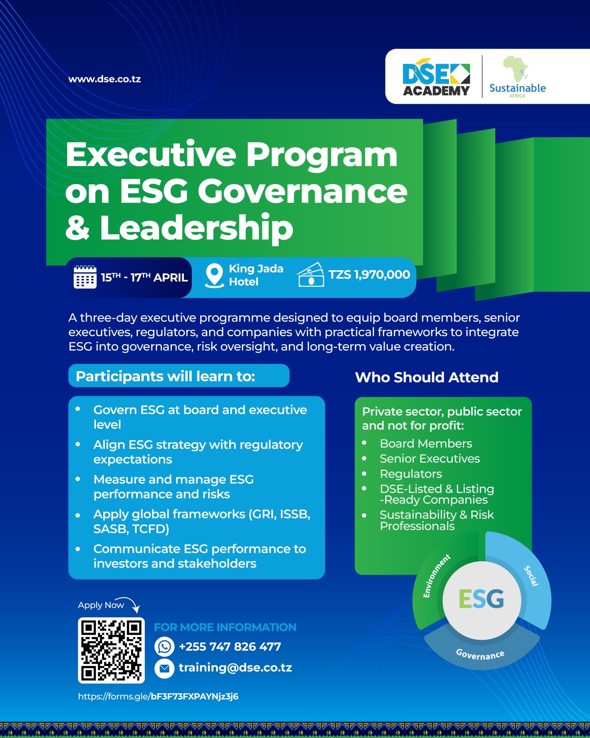 Executive Program on ESG Governance and Leadership event poster