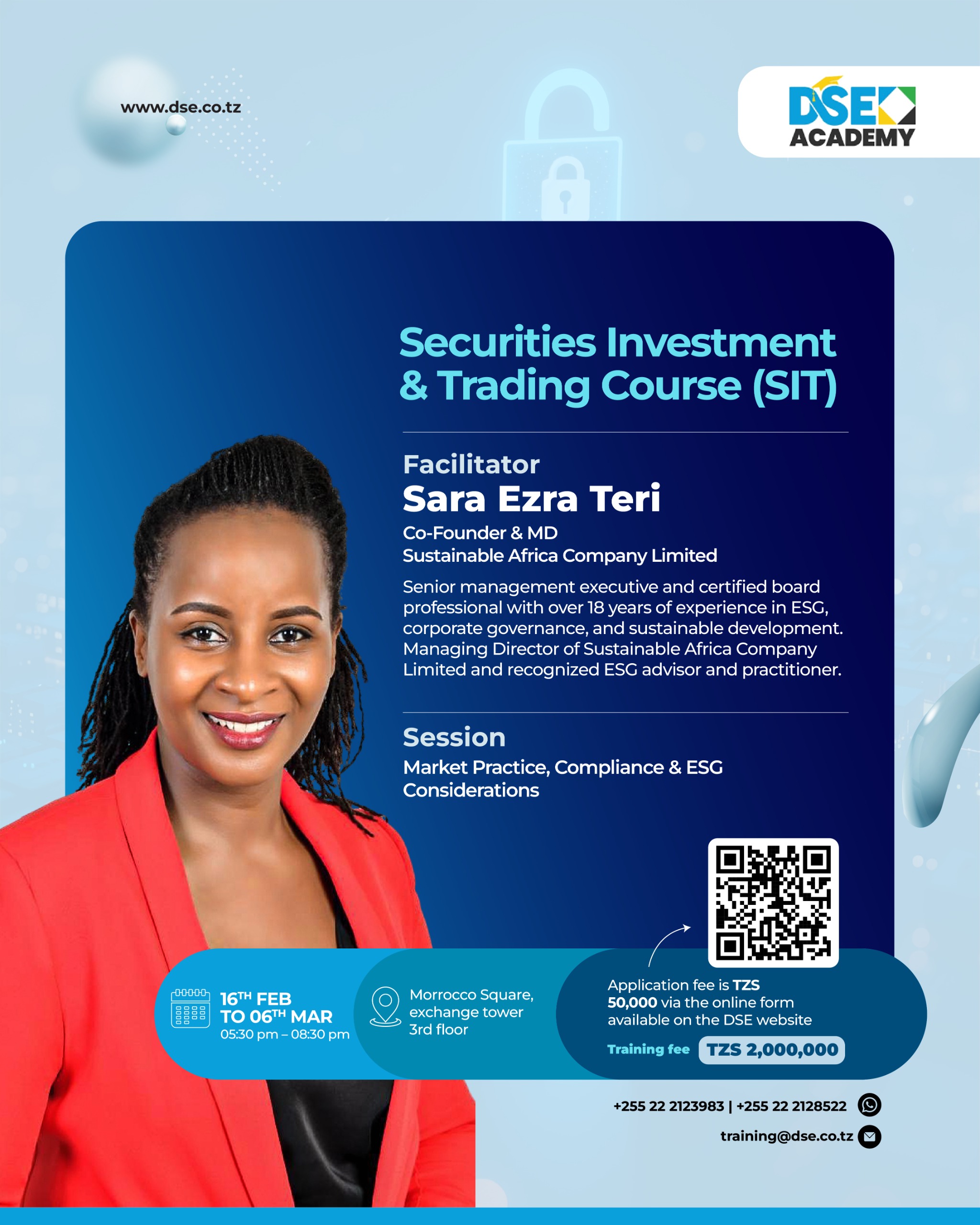 DSE Academy – poster with full event details and instructions